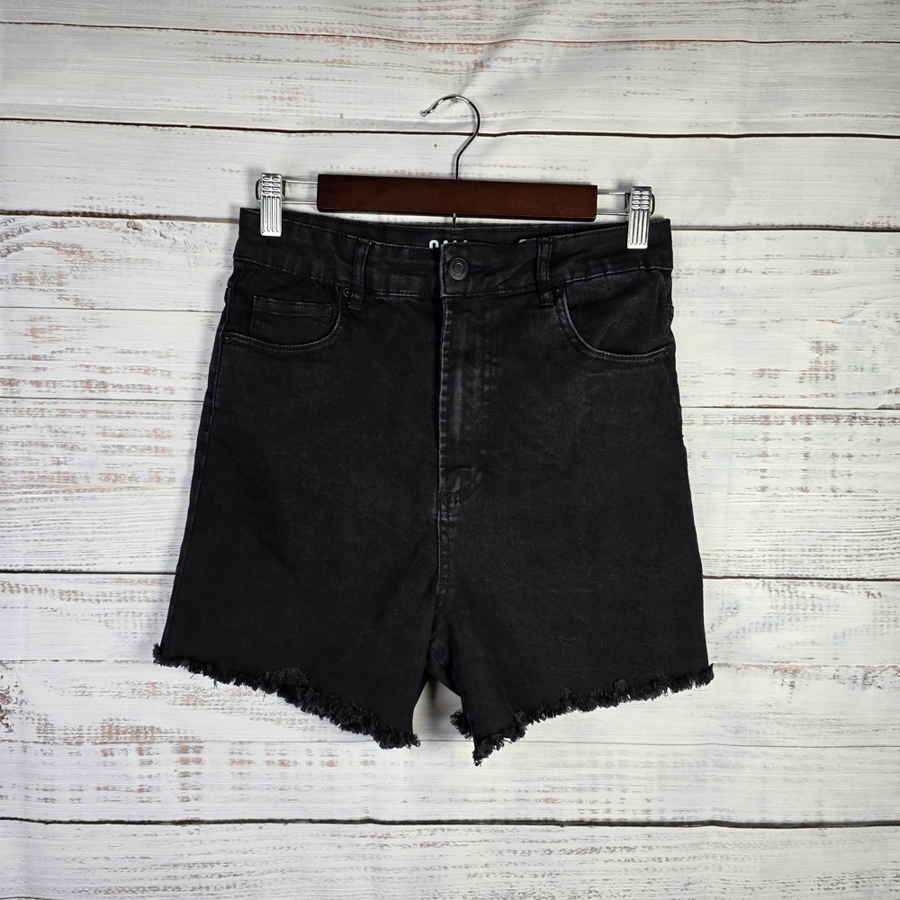 Cali Ultra High Rise‎ Black Denim Cutoff Shorts Size 9 Raw Hem Distressed